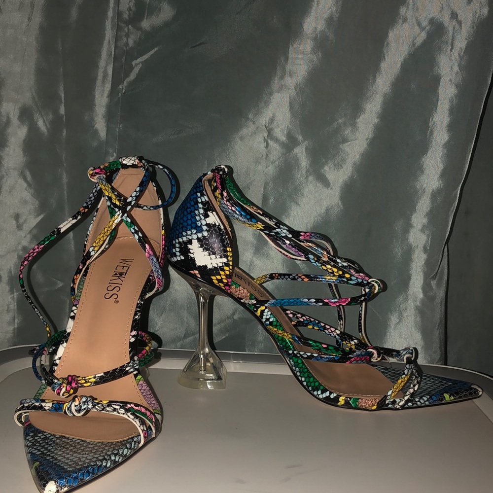Snakeskin lace up sandals